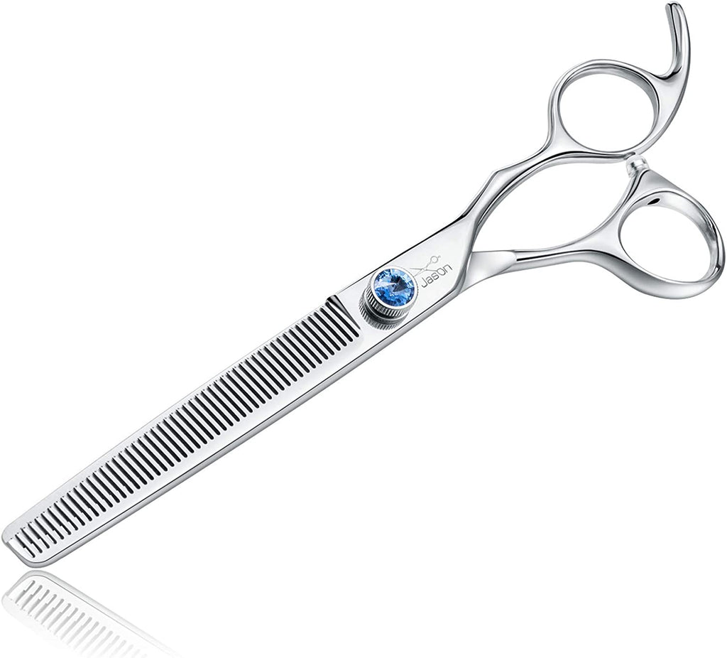 Dog Grooming Thinning Blending Scissor, Ergonomic Pet Grooming Thinner Blender Shears Cat Trimming Texturizing Kit with Offset Handle and a Jewelled Screw
