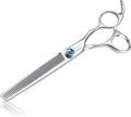 Dog Grooming Thinning Blending Scissor, Ergonomic Pet Grooming Thinner Blender Shears Cat Trimming Texturizing Kit with Offset Handle and a Jewelled Screw